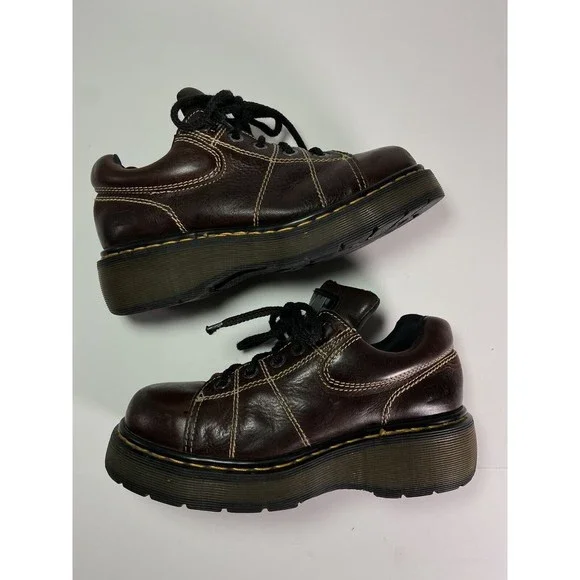 Vintage Dr Doc Martens Y2K Leather Oxford Chunky Platform Shoe Womens US Size 8 - Picture 10 of 14